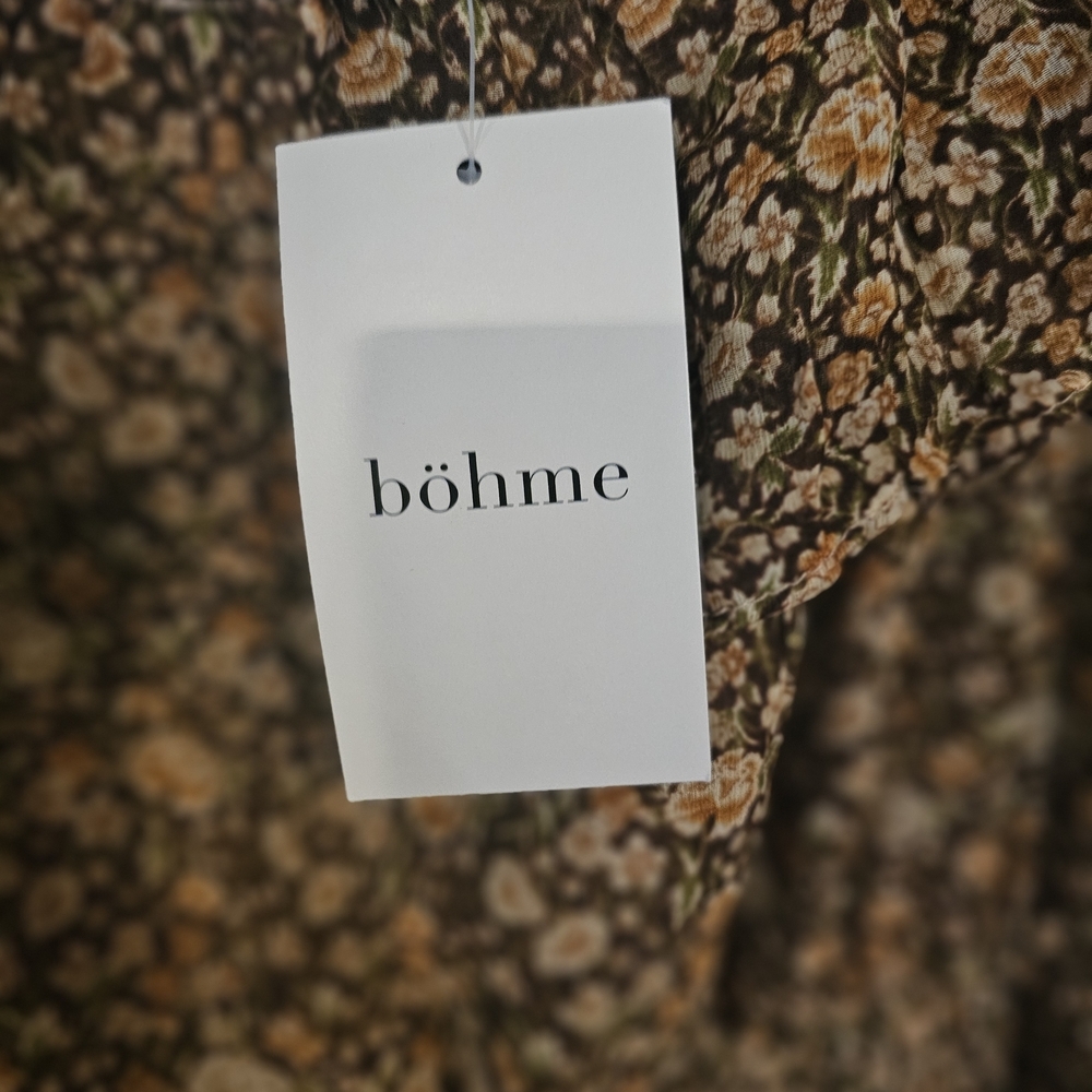 Bohme Lotte Mini Brown & Tan Long Sleeve Dress Sz L - Picture 8 of 16